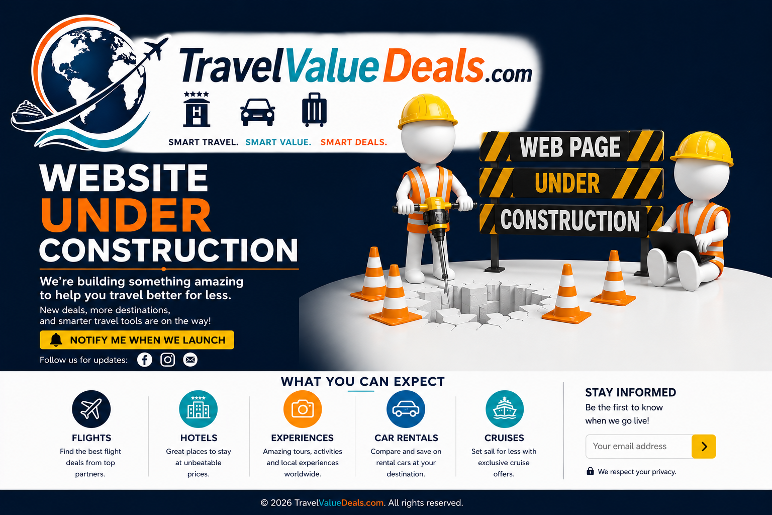 TravelValueDeals.com - Website Under Construction